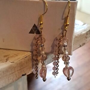 Elegant Pink Heart Drop Earrings